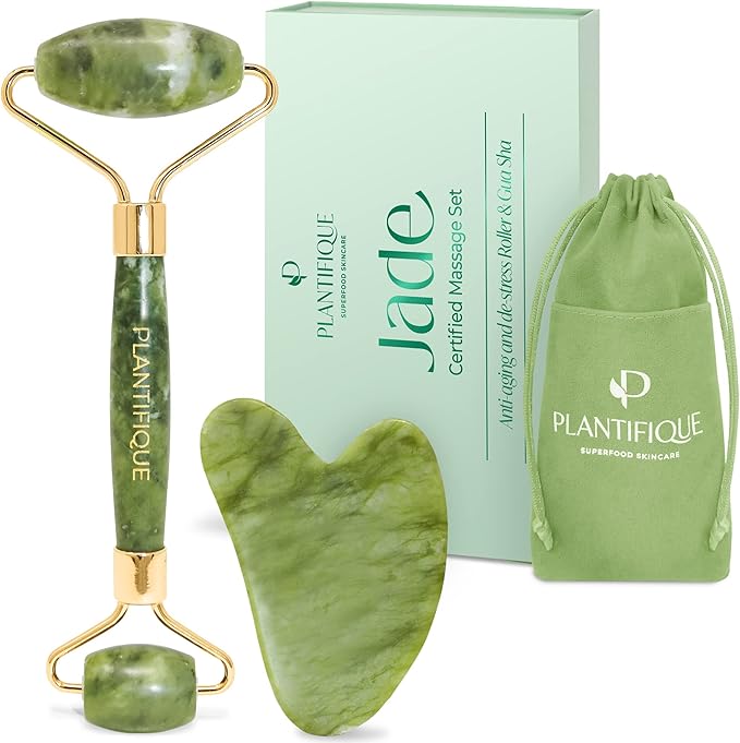 PLANTIFIQUE Jade Roller & Gua Sha Set