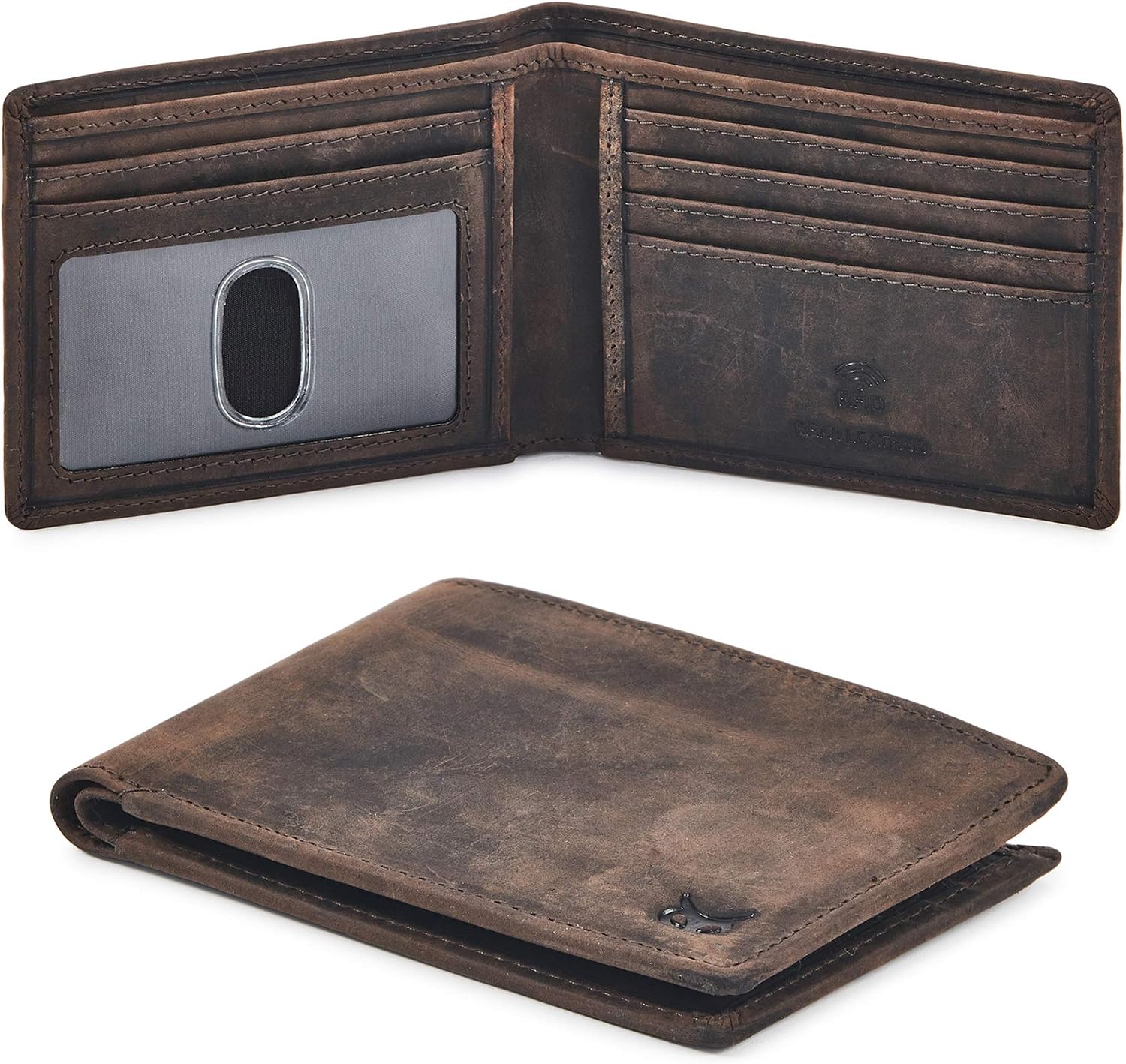 Real Leather RFID Bifold Wallet