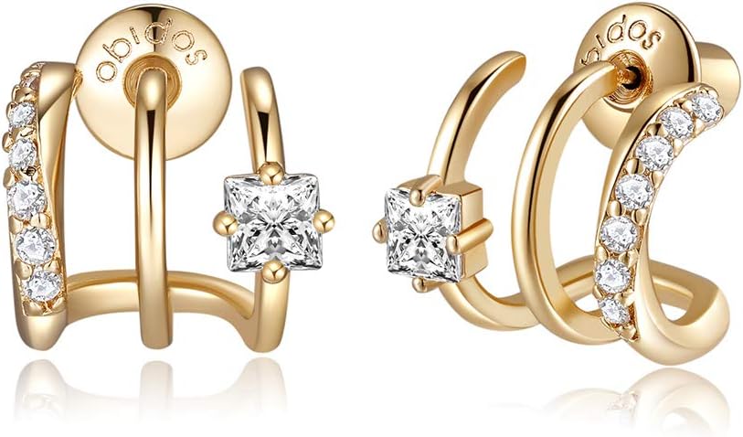 Triple Illusion Huggie Studs
