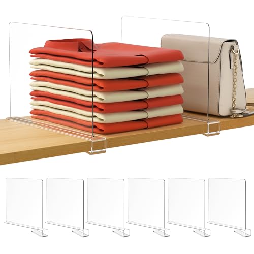 HBlife Clear Shelf Dividers (6-Pack)