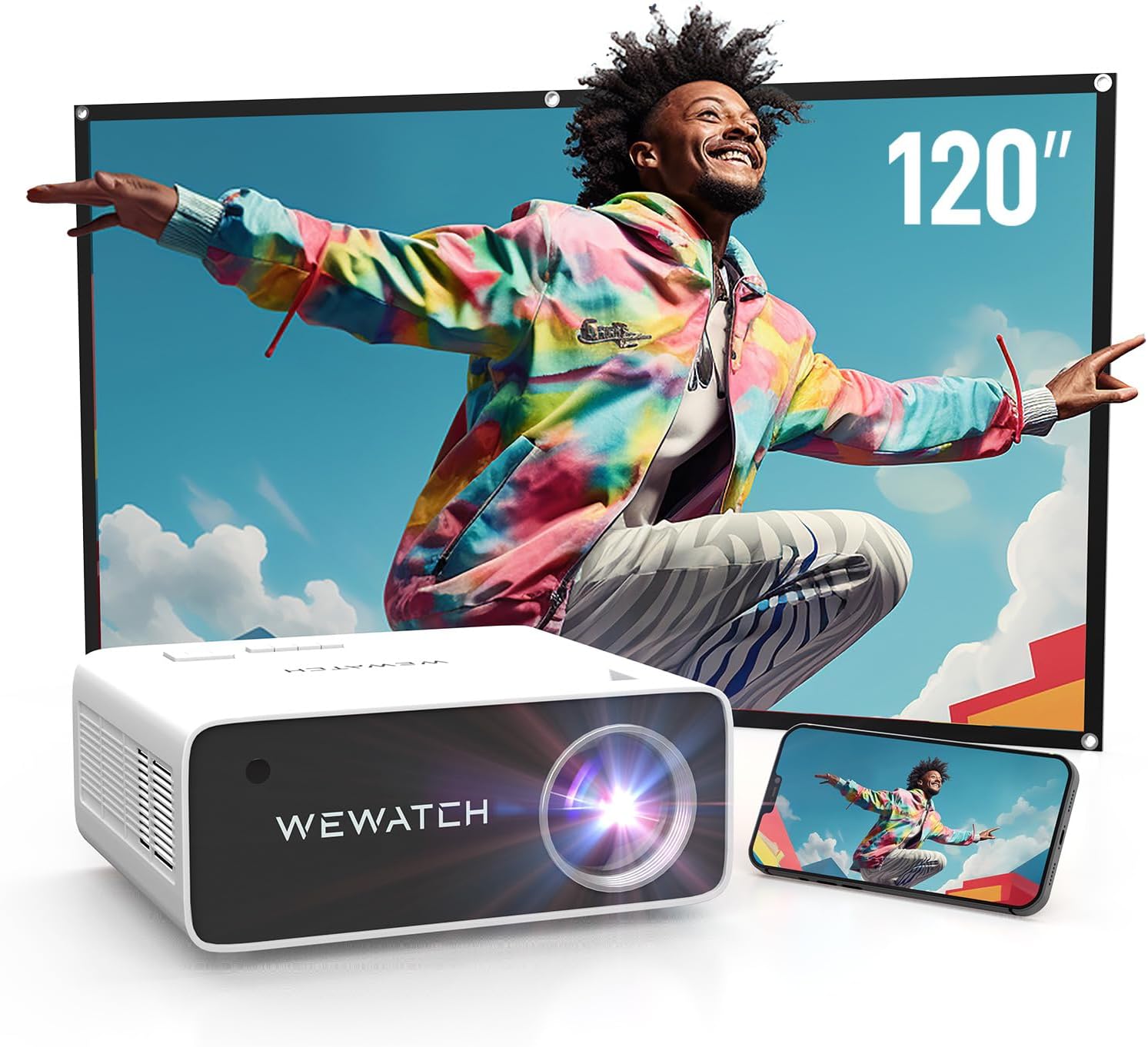 WEWATCH 120" Projector Screen with Stand