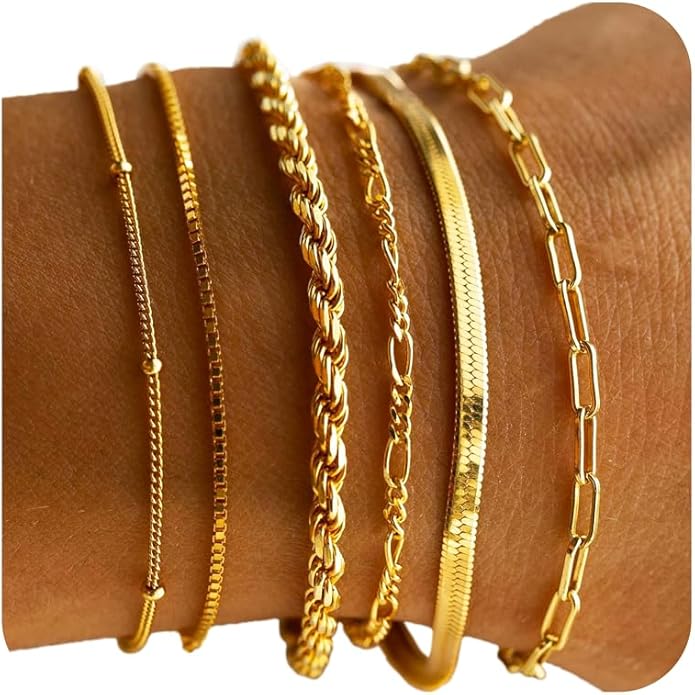 DEARMAY Gold Bracelet Stack (6-Pc)