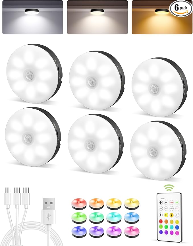 EZVALO RGB Puck Lights (6-Pack)